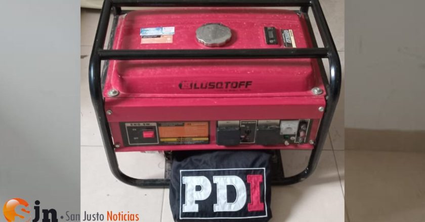 PDI SAN JUSTO RECUPERÓ UN GENERADOR ELÉCTRICO QUE FUE SUSTRAÍDO A UN PRODUCTOR AGROPECUARIO DE LA ZONA RURAL DE LOS SALADILLOS