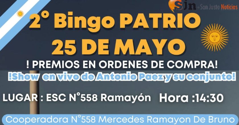 2º BINGO PATRIO DE LA ESCUELA Nº 558 DE RAMAYÓN