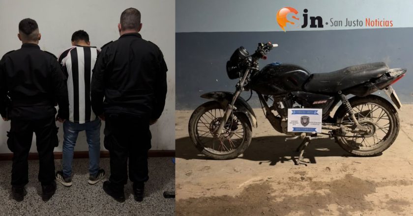 APREHENDIERON A UN HOMBRE POR EL ROBO DE UNA MOTOCICLETA EN SAN JUSTO